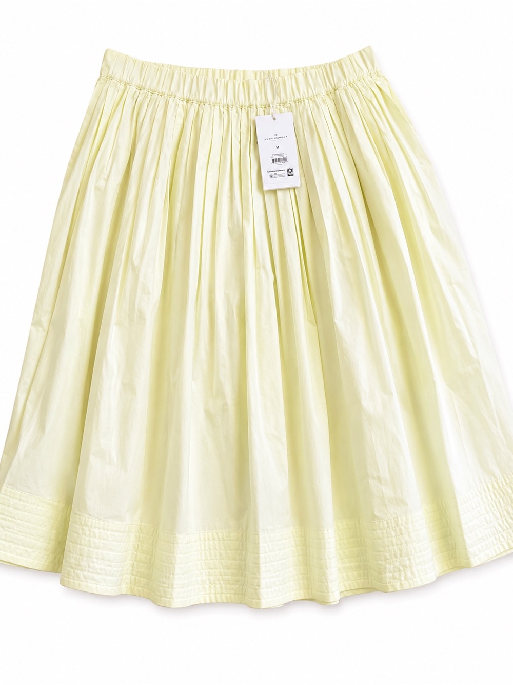NWT Free Assembly Women’s Pintuck Pleated A-Line Midi Skirt Yellow Size Large - Picture 1 of 5